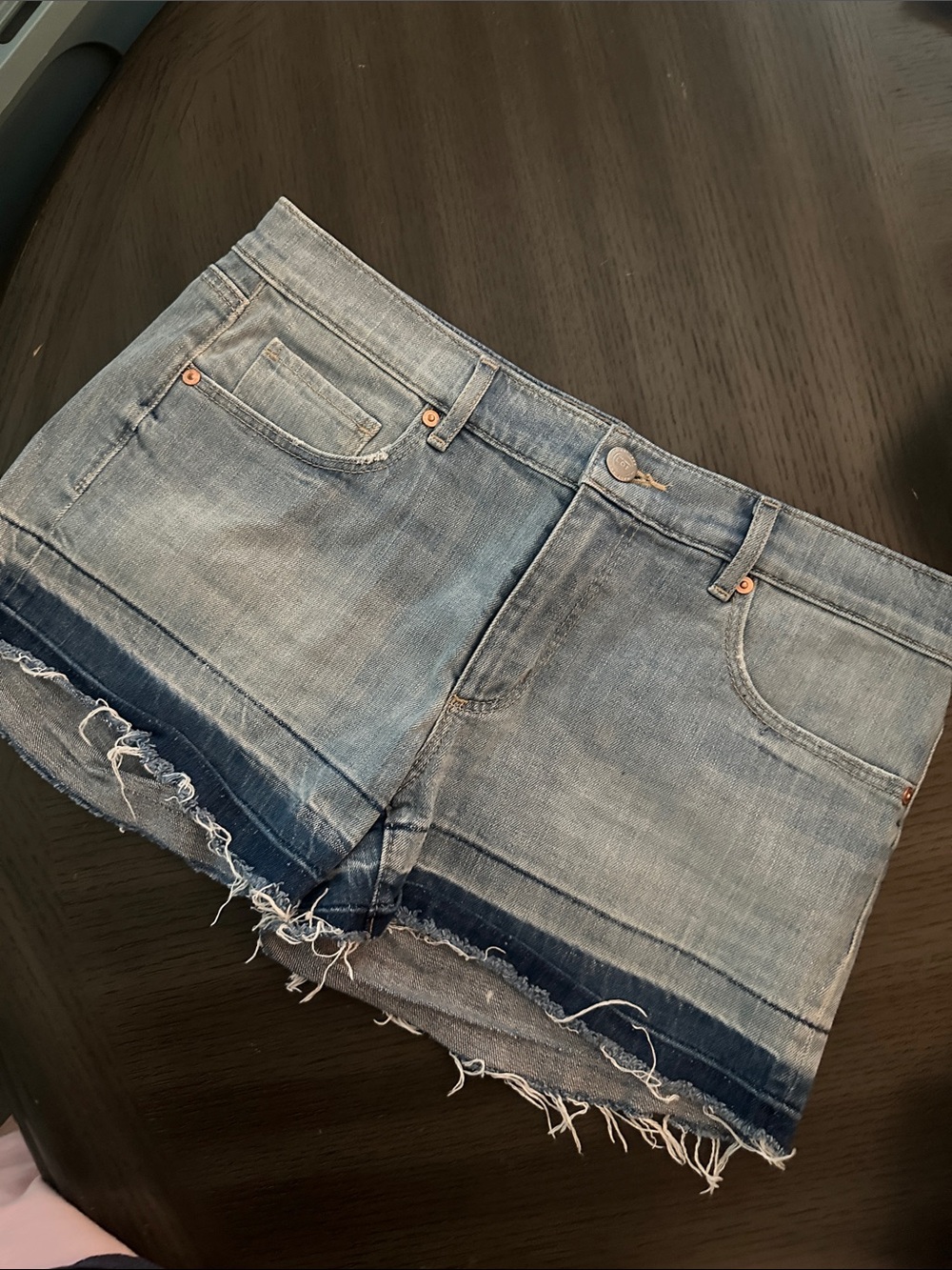 LOFT Blue Ombre Frayed Hem Denim Shorts
